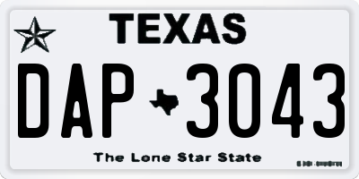 TX license plate DAP3043