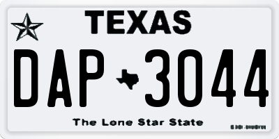 TX license plate DAP3044