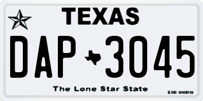 TX license plate DAP3045