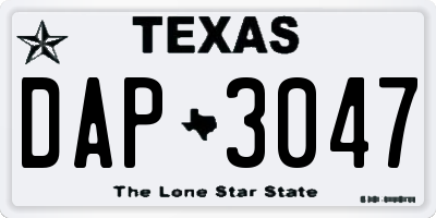 TX license plate DAP3047