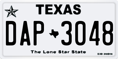 TX license plate DAP3048