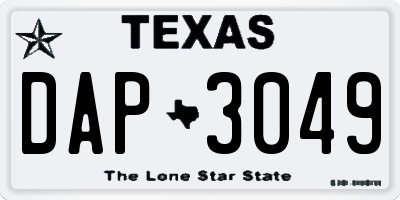 TX license plate DAP3049