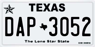 TX license plate DAP3052