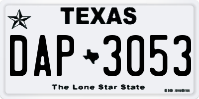 TX license plate DAP3053