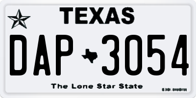 TX license plate DAP3054