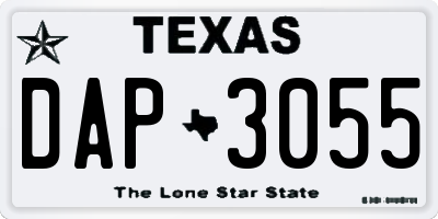 TX license plate DAP3055