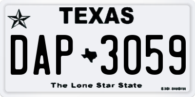 TX license plate DAP3059
