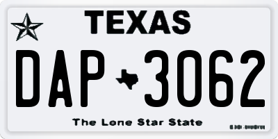 TX license plate DAP3062