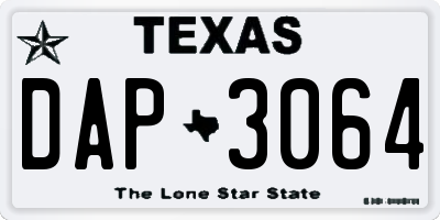 TX license plate DAP3064