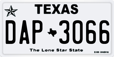 TX license plate DAP3066
