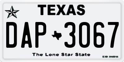 TX license plate DAP3067
