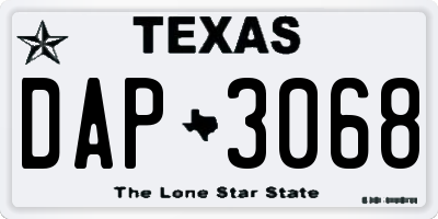 TX license plate DAP3068