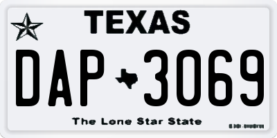 TX license plate DAP3069