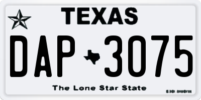 TX license plate DAP3075