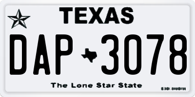 TX license plate DAP3078