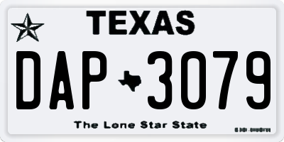 TX license plate DAP3079