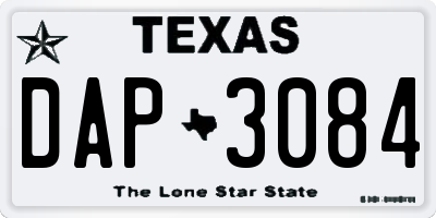 TX license plate DAP3084
