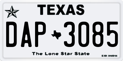 TX license plate DAP3085