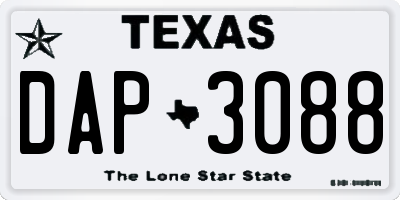 TX license plate DAP3088