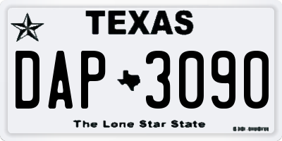 TX license plate DAP3090