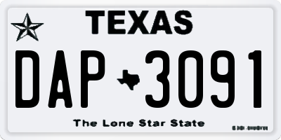 TX license plate DAP3091
