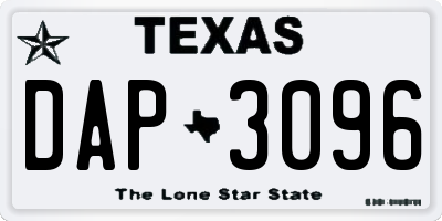 TX license plate DAP3096