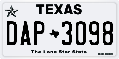 TX license plate DAP3098