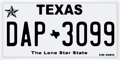 TX license plate DAP3099