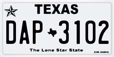 TX license plate DAP3102