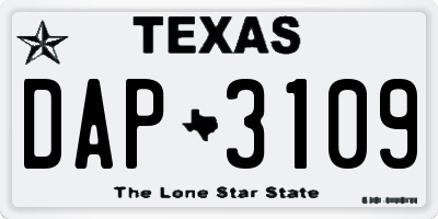 TX license plate DAP3109