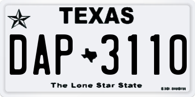 TX license plate DAP3110