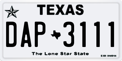 TX license plate DAP3111