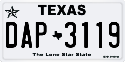 TX license plate DAP3119