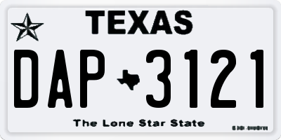 TX license plate DAP3121