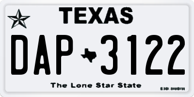 TX license plate DAP3122