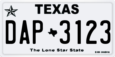 TX license plate DAP3123