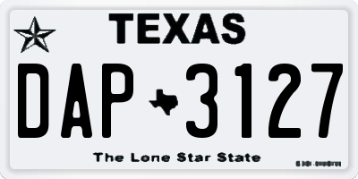 TX license plate DAP3127