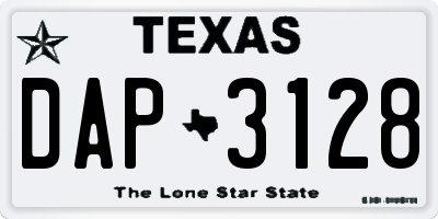 TX license plate DAP3128