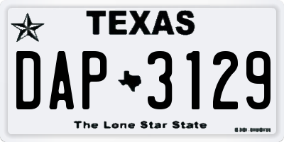 TX license plate DAP3129