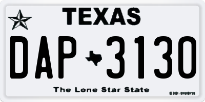 TX license plate DAP3130