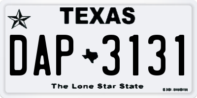 TX license plate DAP3131