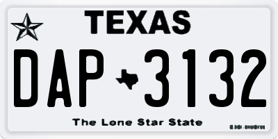 TX license plate DAP3132