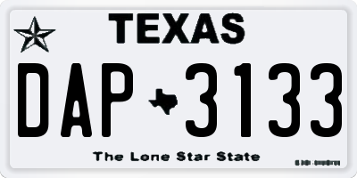 TX license plate DAP3133