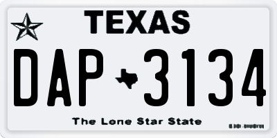 TX license plate DAP3134