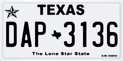 TX license plate DAP3136