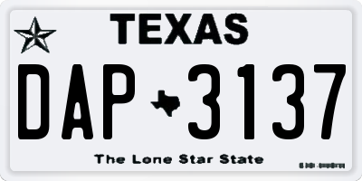 TX license plate DAP3137