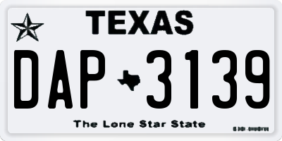 TX license plate DAP3139