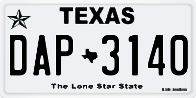 TX license plate DAP3140