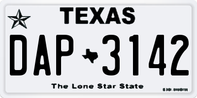TX license plate DAP3142