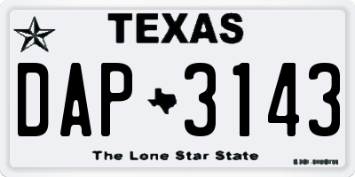 TX license plate DAP3143